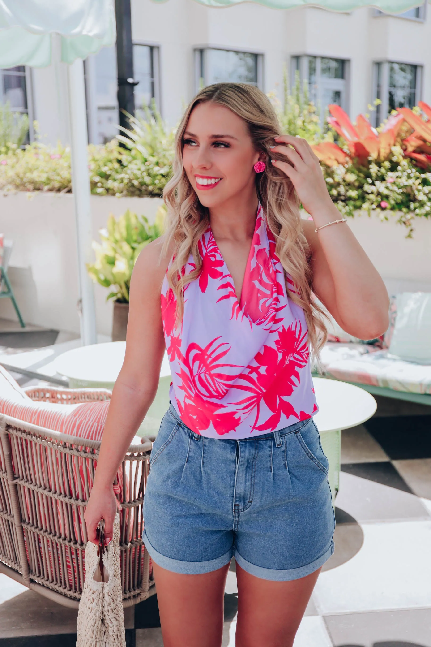Ocean Breeze Cowl Neck Halter Top