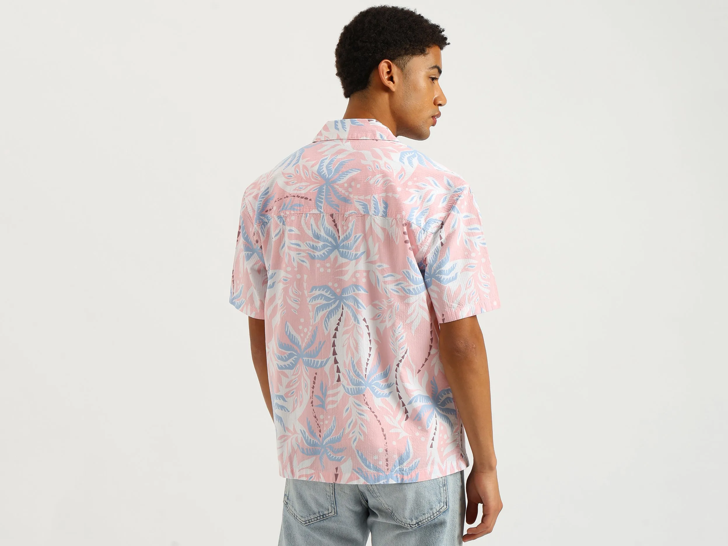 Oversized Fit Resort Collar Tropical Shirt