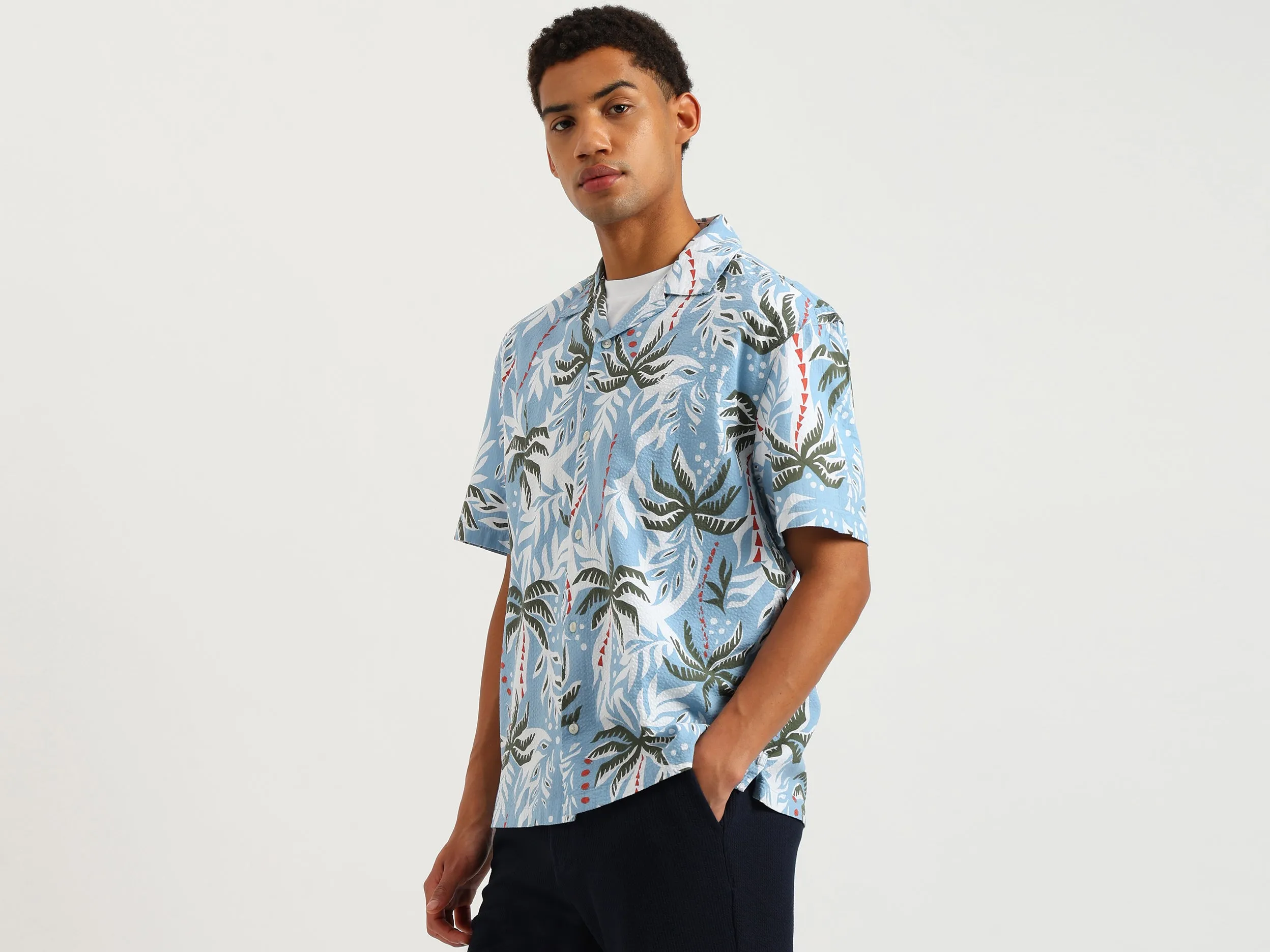 Oversized Fit Resort Collar Tropical Shirt