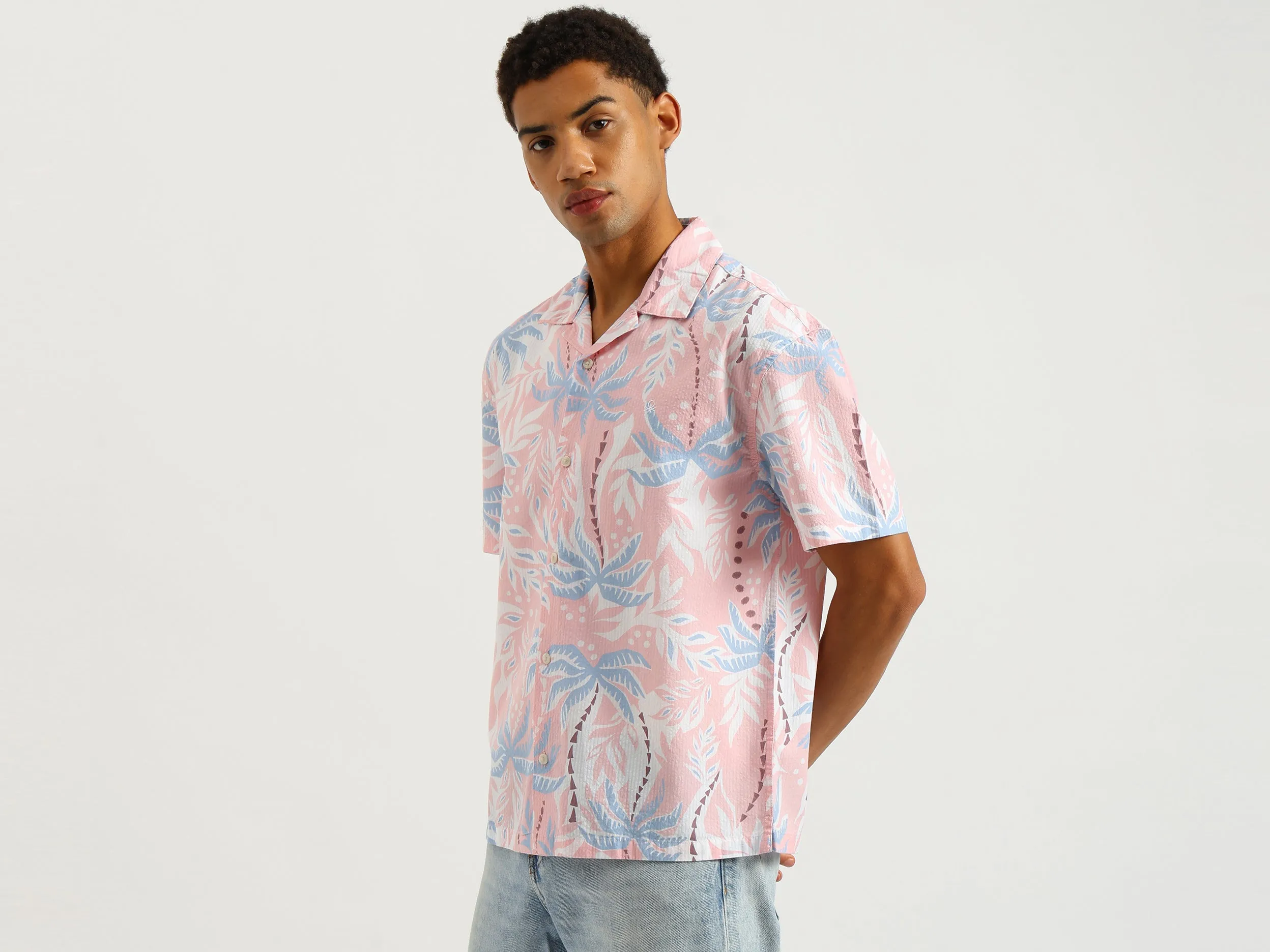 Oversized Fit Resort Collar Tropical Shirt