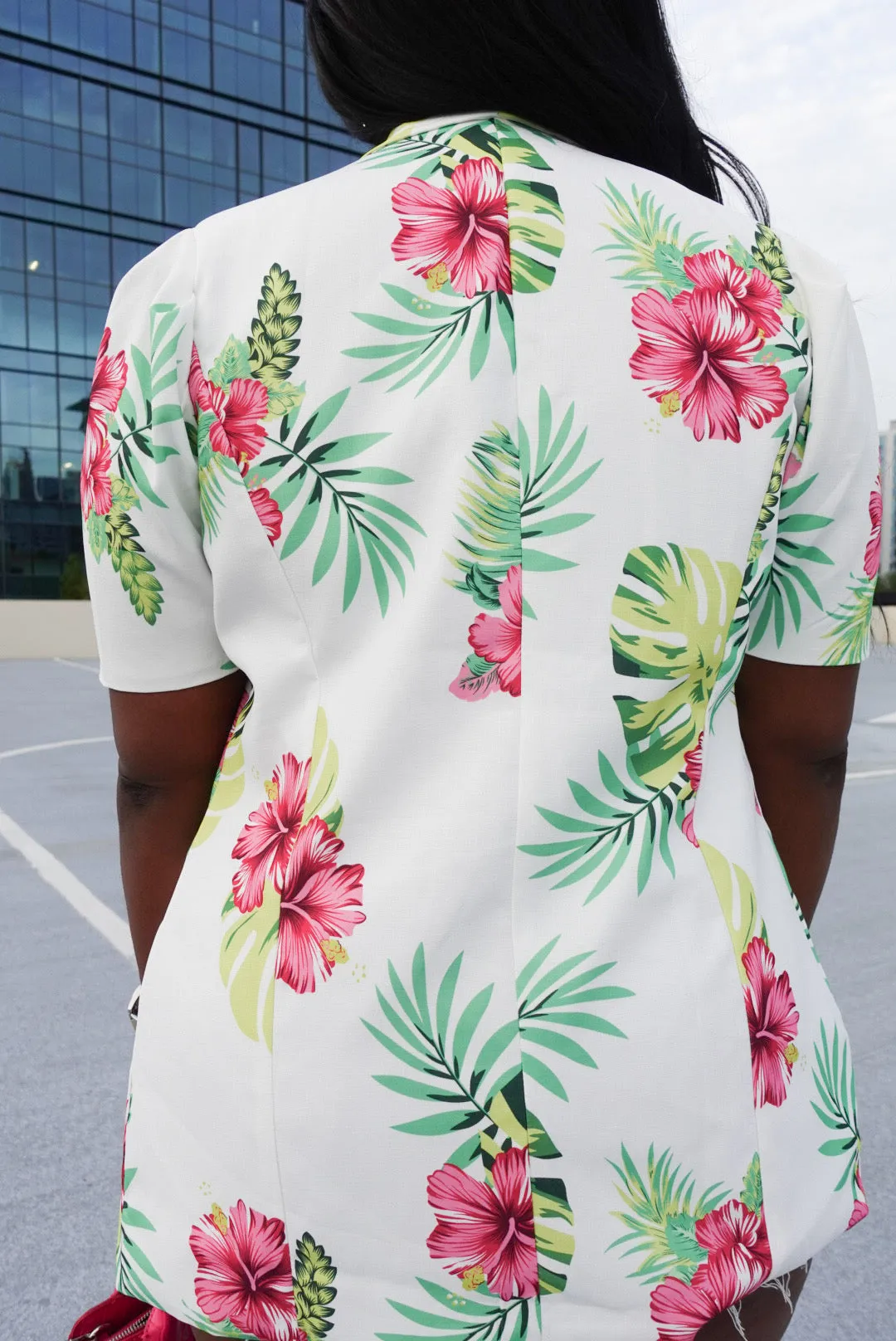 Oversized Short Sleeve Tropical Blazer