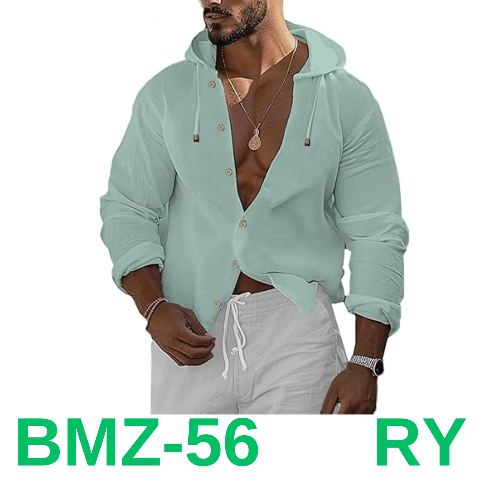 OYOZONE Men's Linen Casual Stylish Button Down Shirt Long Sleeve Shirts Light, L
