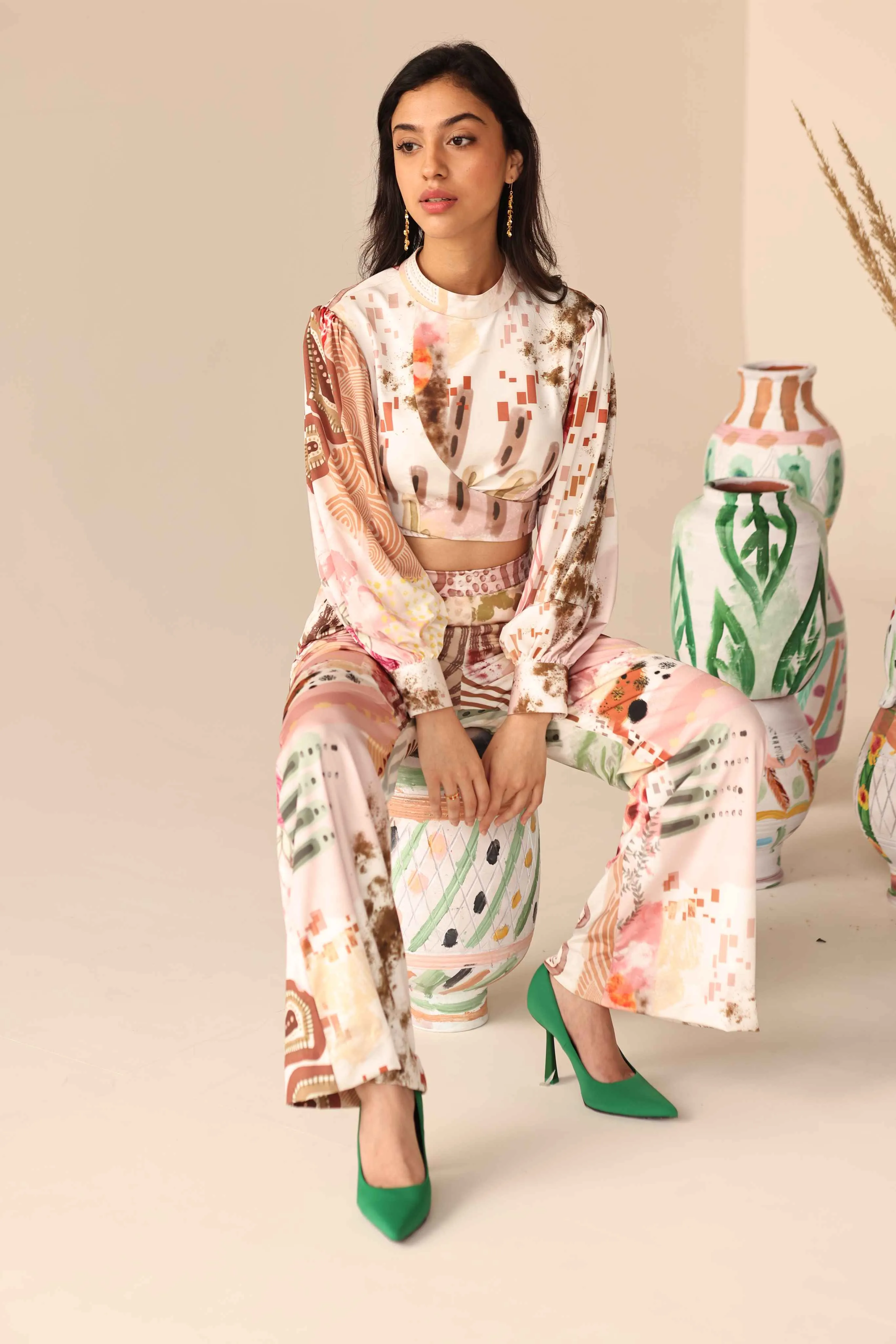 Palm Paradise Modal Satin Co-Ord Set