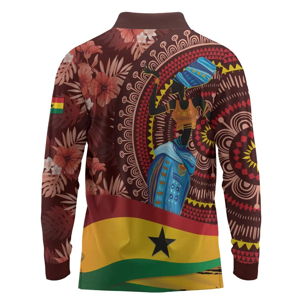 Panafest Long Sleeve Polo Shirt Ghana Tropical African Pattern LT01