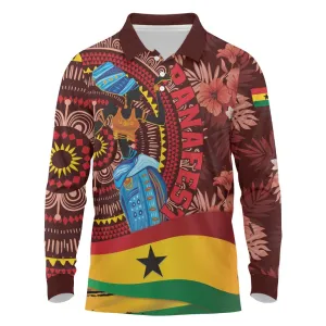 Panafest Long Sleeve Polo Shirt Ghana Tropical African Pattern LT01