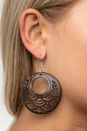 Paparazzi Tropical Canopy - Brown Wooden Earrings