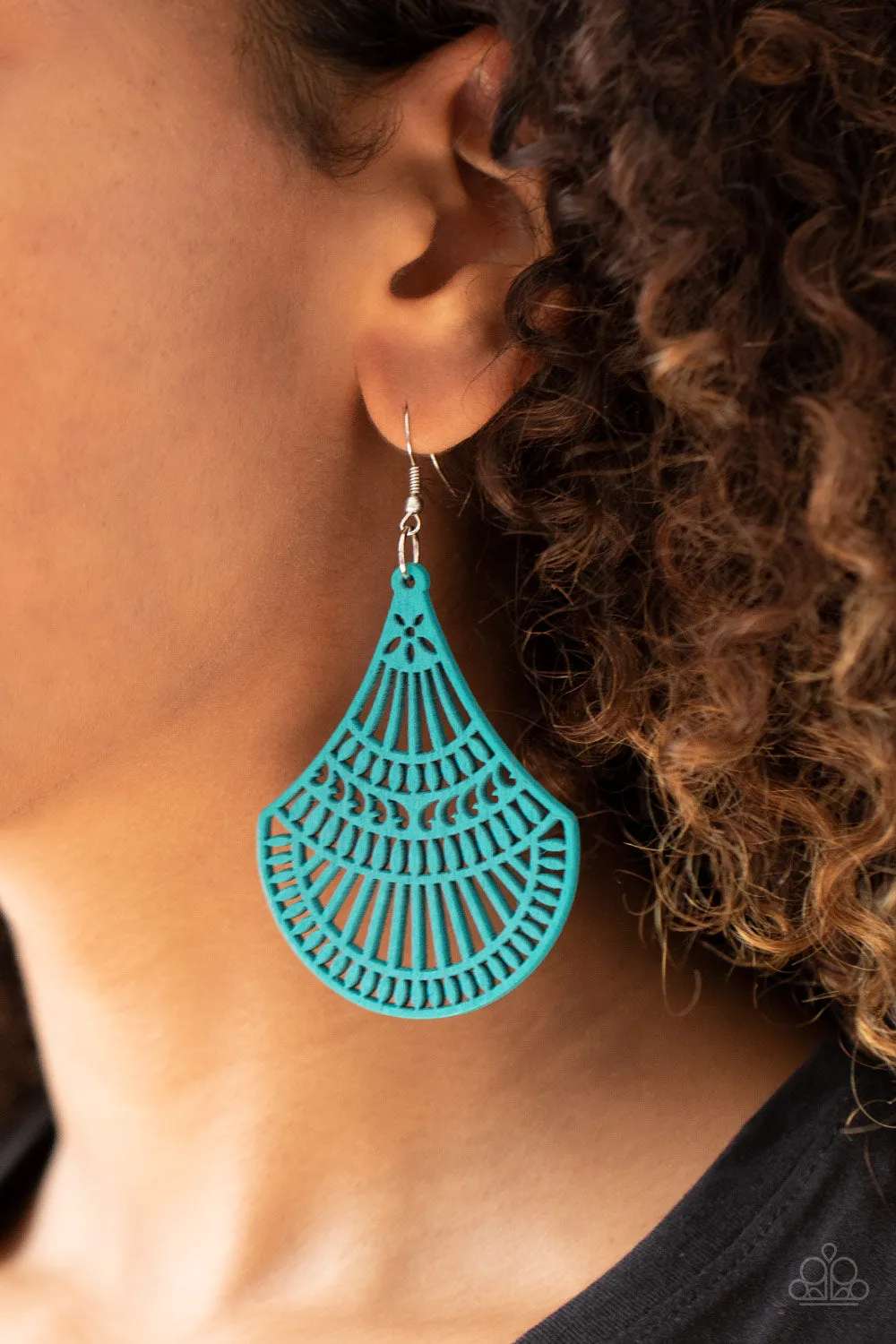 Paparazzi Tropical Temptress - Blue Wooden Earrings