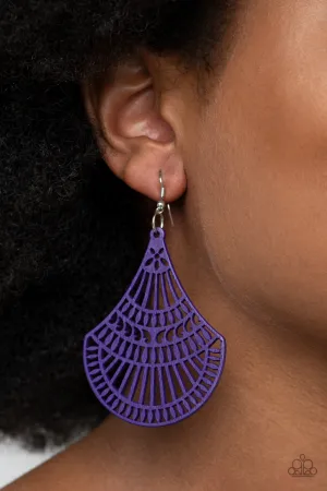 Paparazzi Tropical Temptress - Purple Wooden Earrings