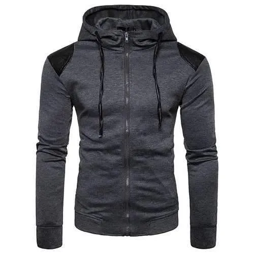 Patchwork Zip Up Casual Hoodies