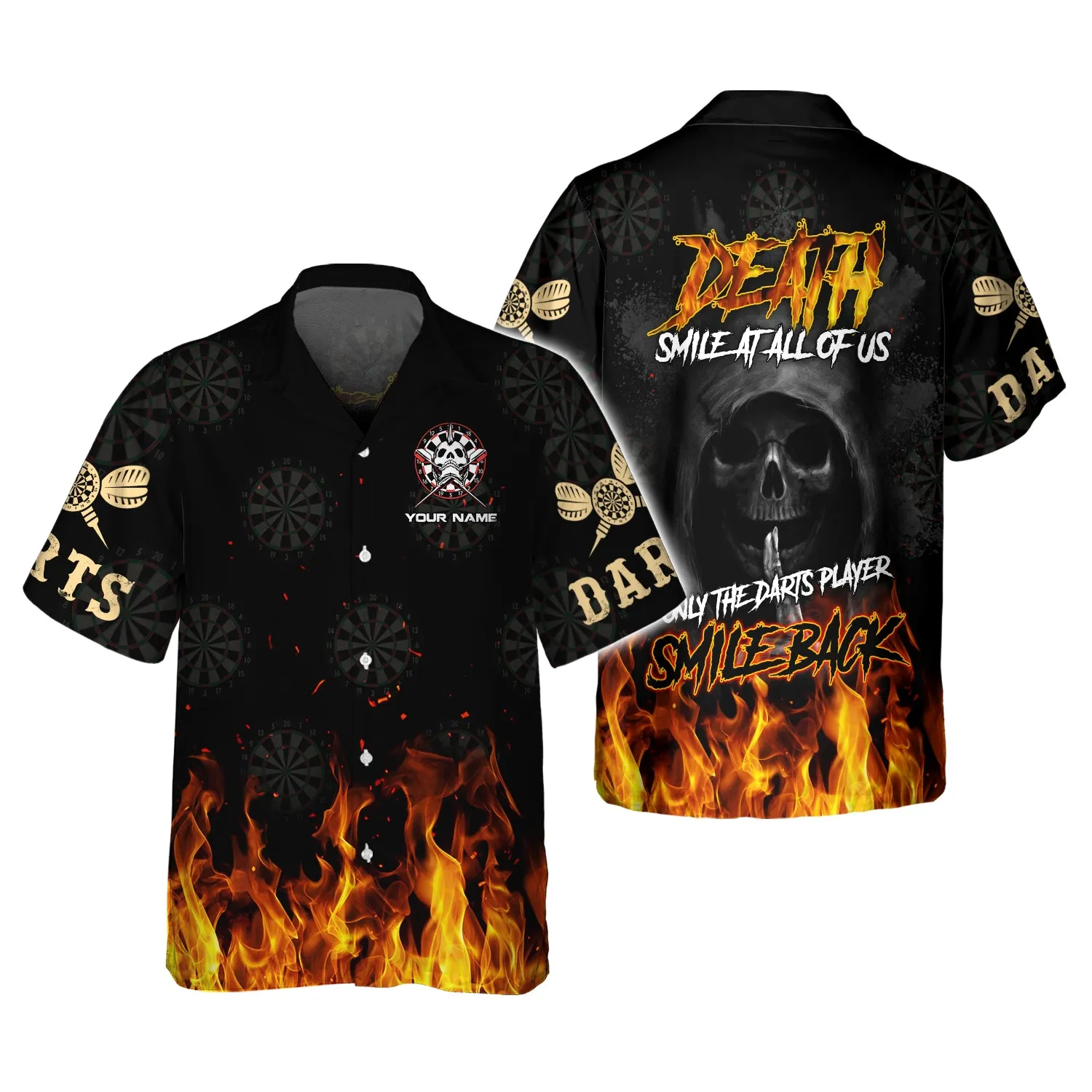 Personalized Name Death Smile At All Of Us, Only The Darts Player Smile Back 3D Printed Shirts