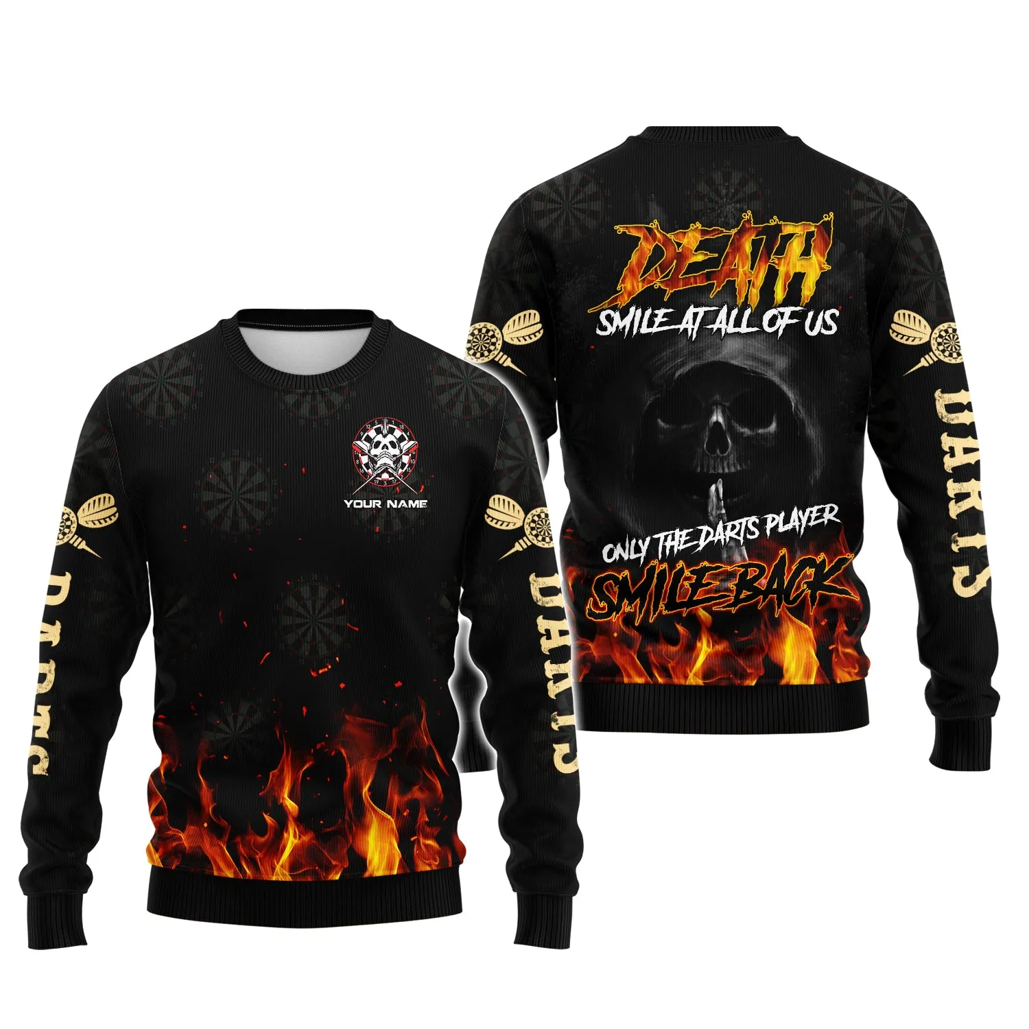 Personalized Name Death Smile At All Of Us, Only The Darts Player Smile Back 3D Printed Shirts
