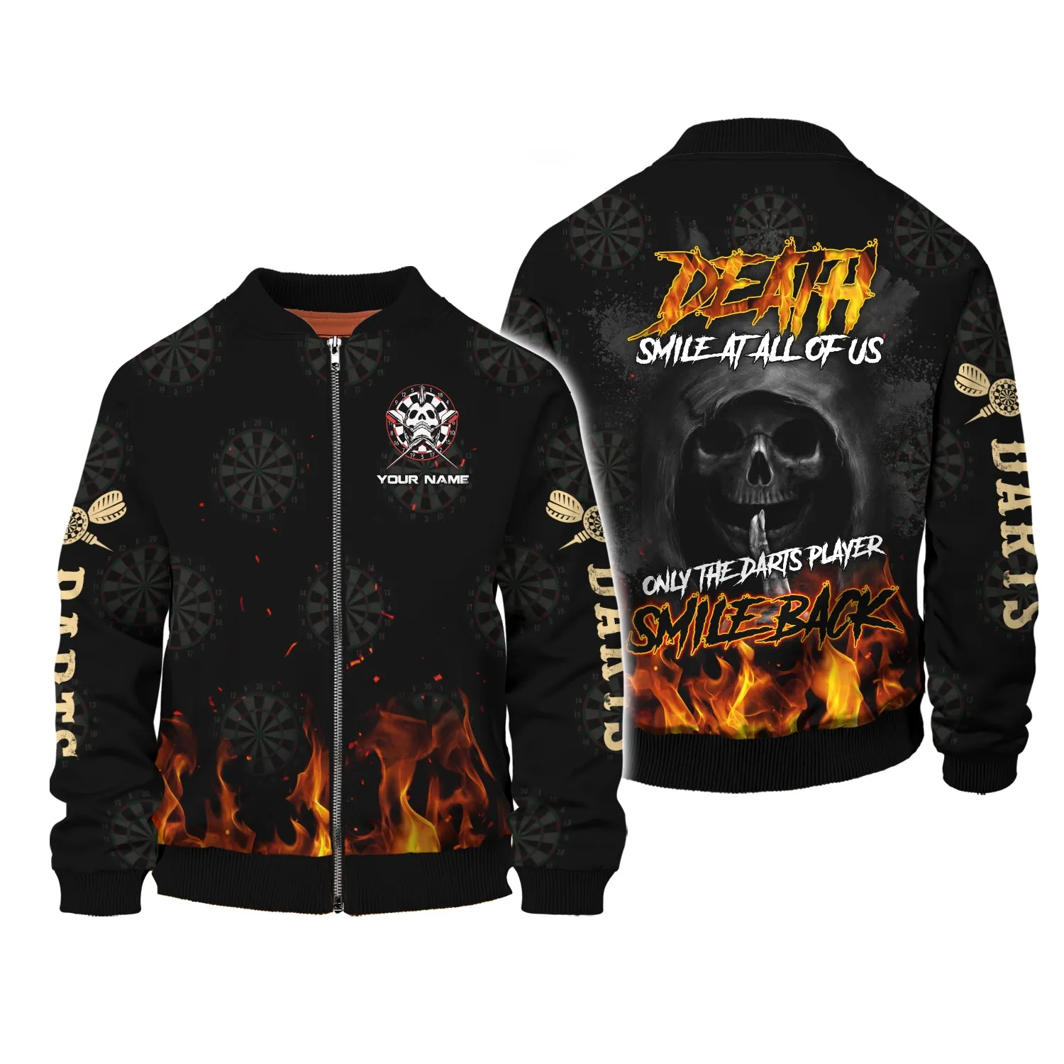 Personalized Name Death Smile At All Of Us, Only The Darts Player Smile Back 3D Printed Shirts