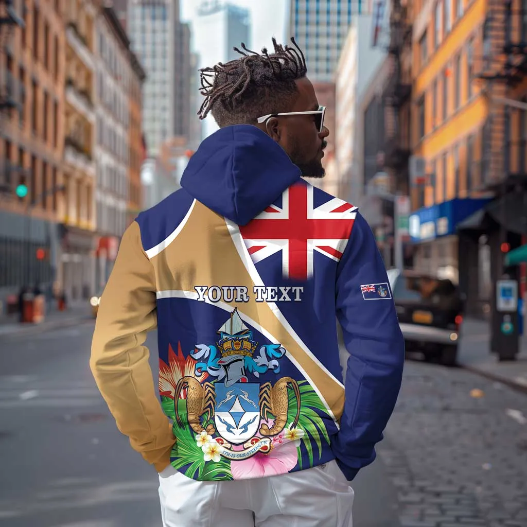 Personalized Tristan da Cunha Zip Hoodie Coat Of Arms Tropical Flowers LT15