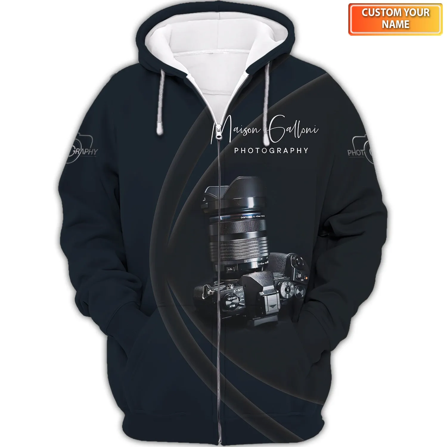 Photography Custom Name Shirts Camera Pattern Design Photographer Shirts