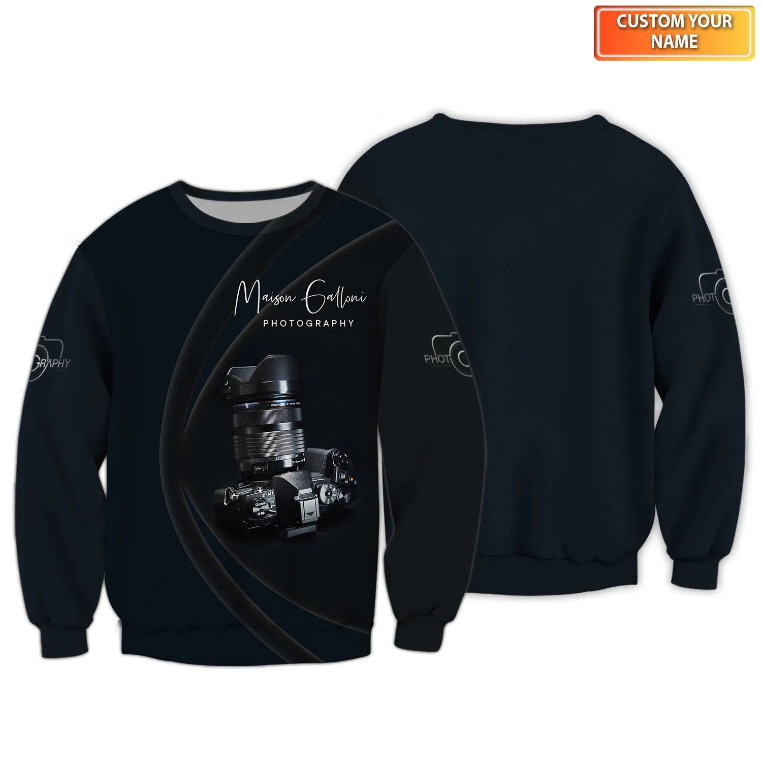Photography Custom Name Shirts Camera Pattern Design Photographer Shirts