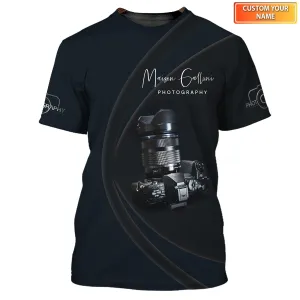 Photography Custom Name Shirts Camera Pattern Design Photographer Shirts