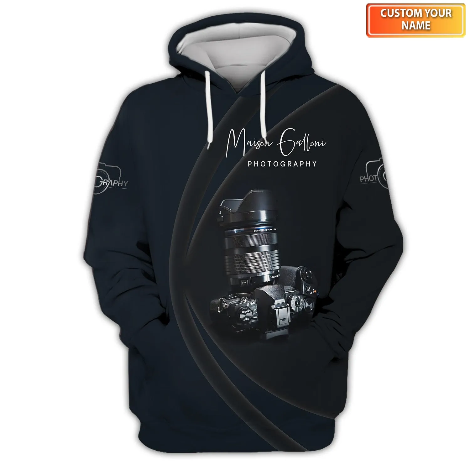 Photography Custom Name Shirts Camera Pattern Design Photographer Shirts