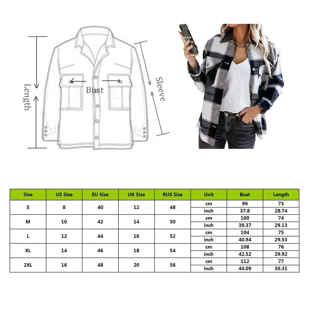 Popular Women's Fashion Plaid Shacket