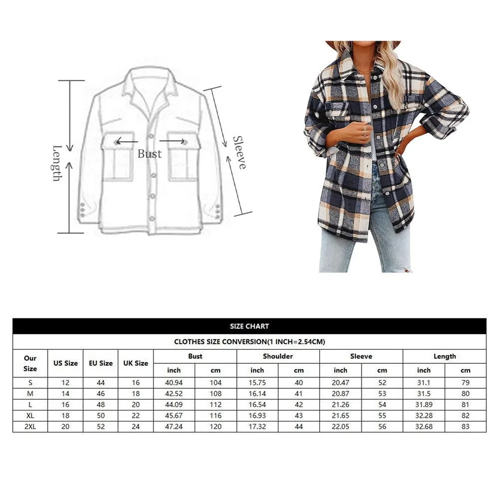Popular Women's Fashion Plaid Shacket