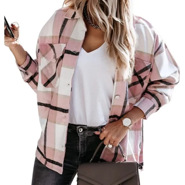 Popular Women's Fashion Plaid Shacket