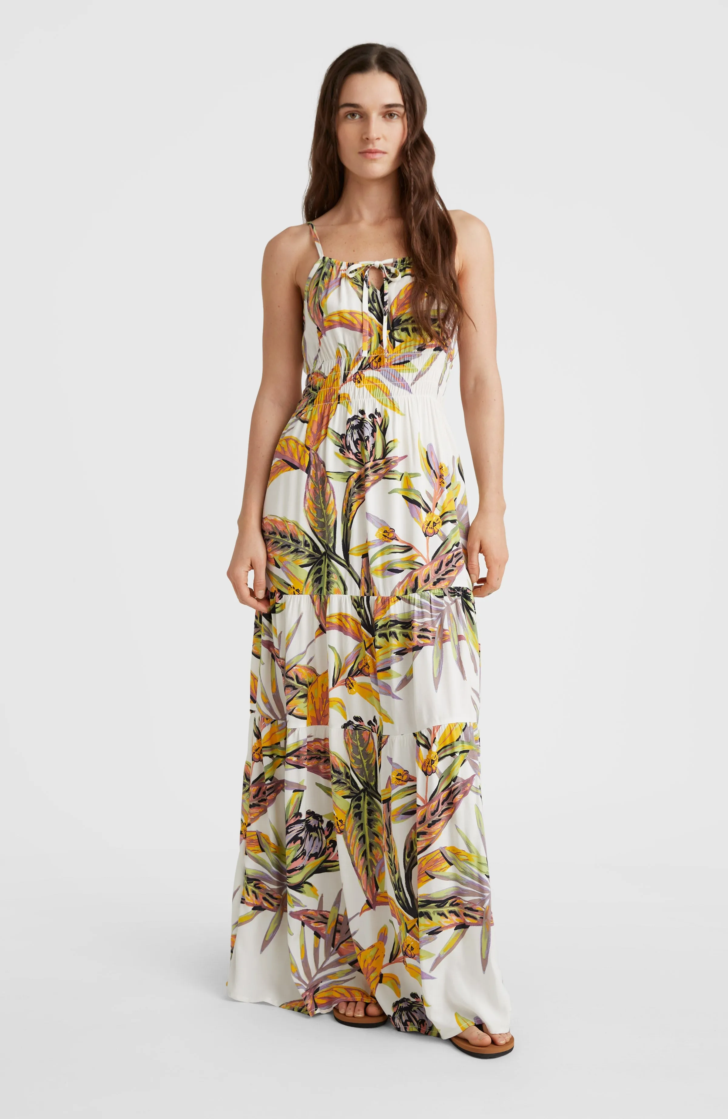 Quorra Maxikleid | White Tropical Flower