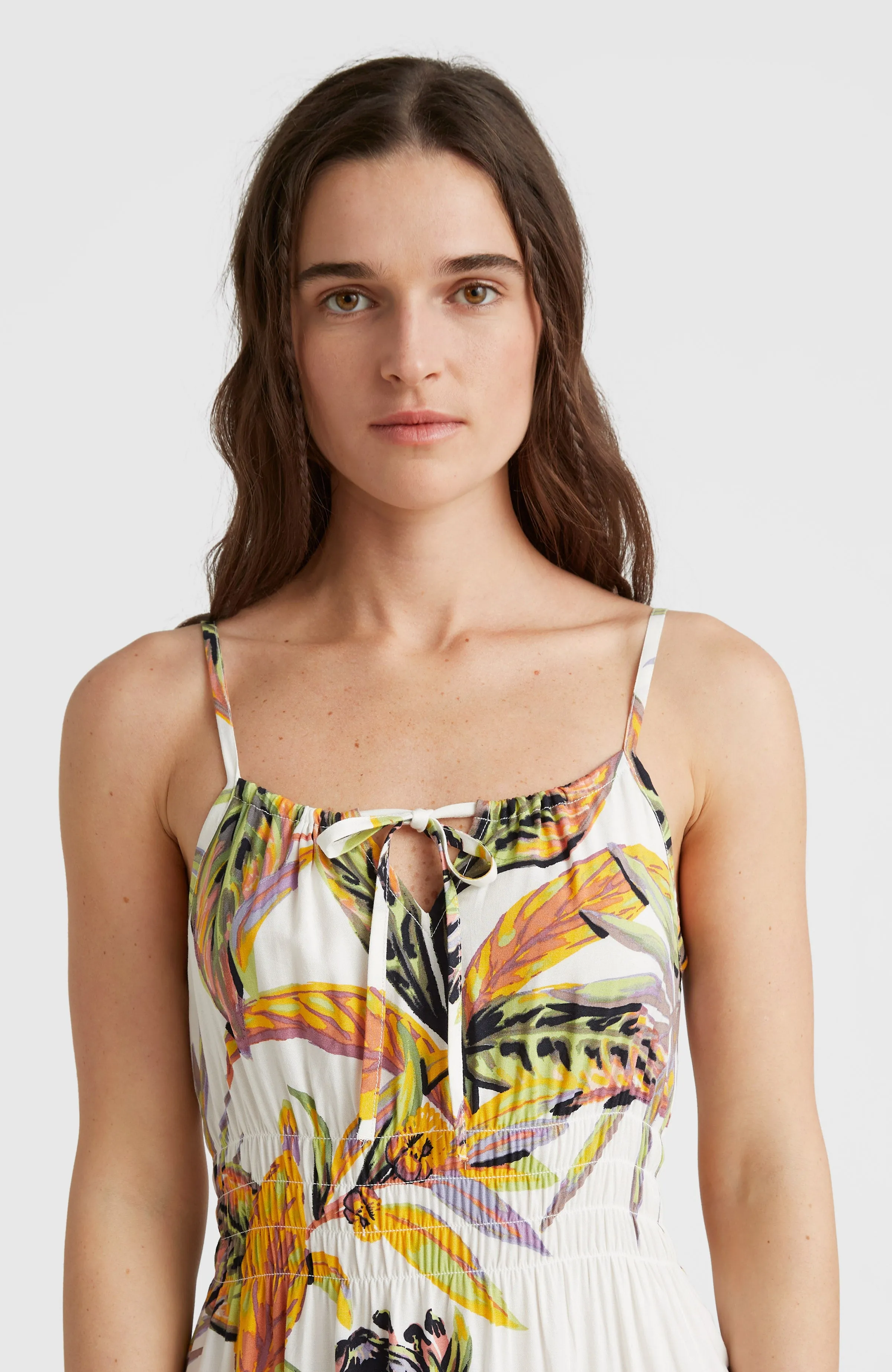 Quorra Maxikleid | White Tropical Flower