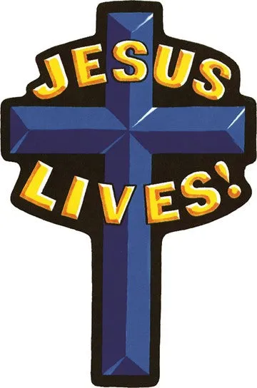 "Jesus Lives" Cross Patch 3" x 2"
