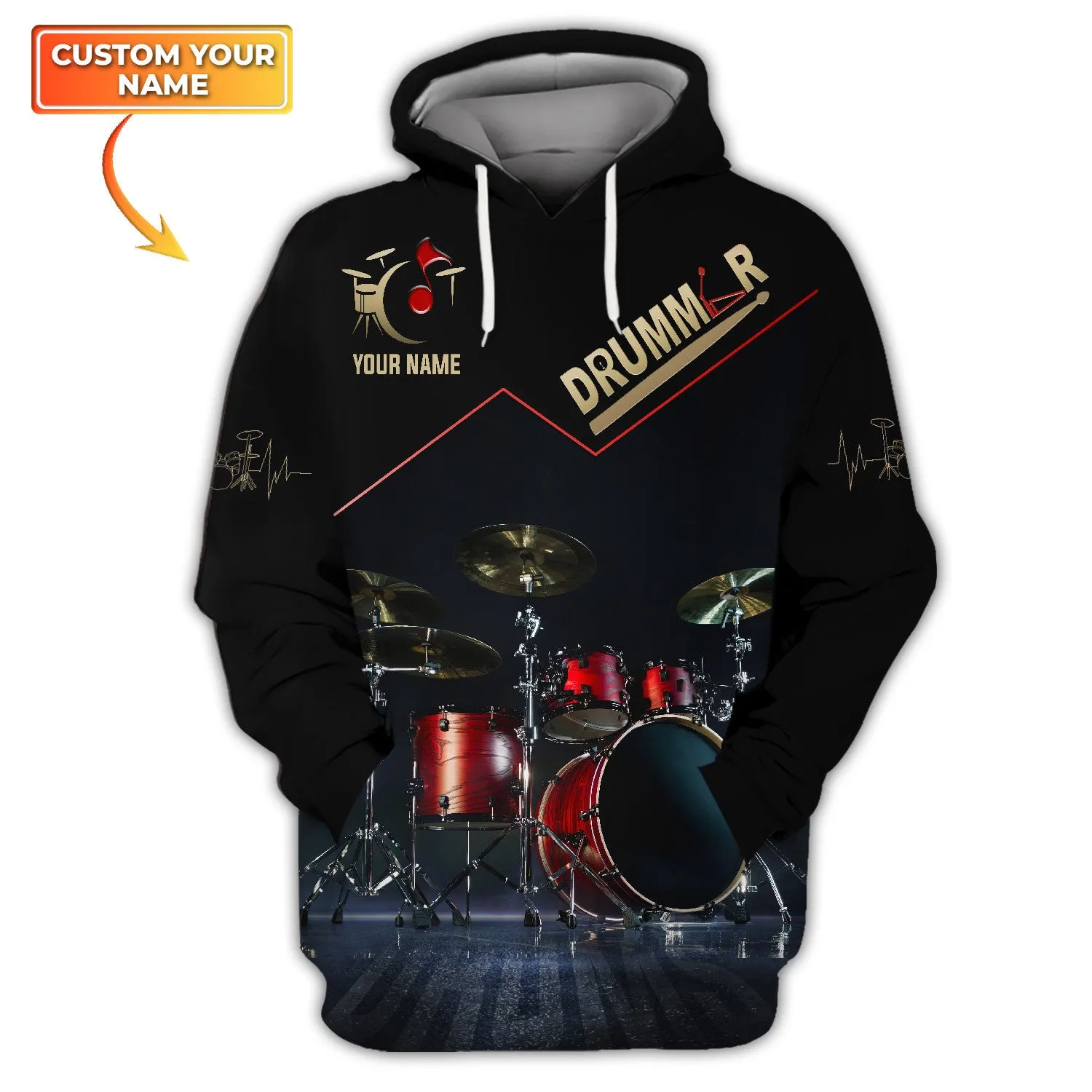 Red Drum Sets Personalized Name 3D Full Print Shirts 2, Gift For Drum Lovers
