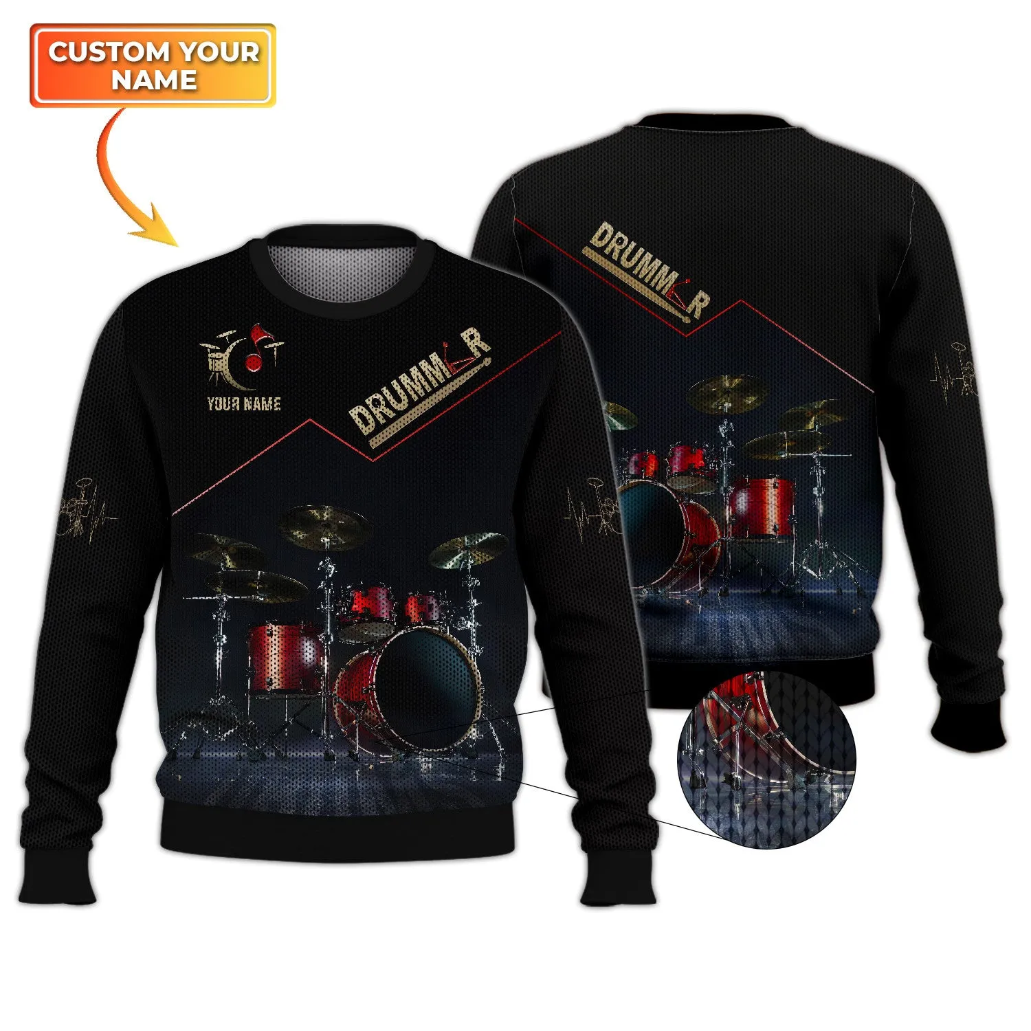 Red Drum Sets Personalized Name 3D Full Print Shirts 2, Gift For Drum Lovers