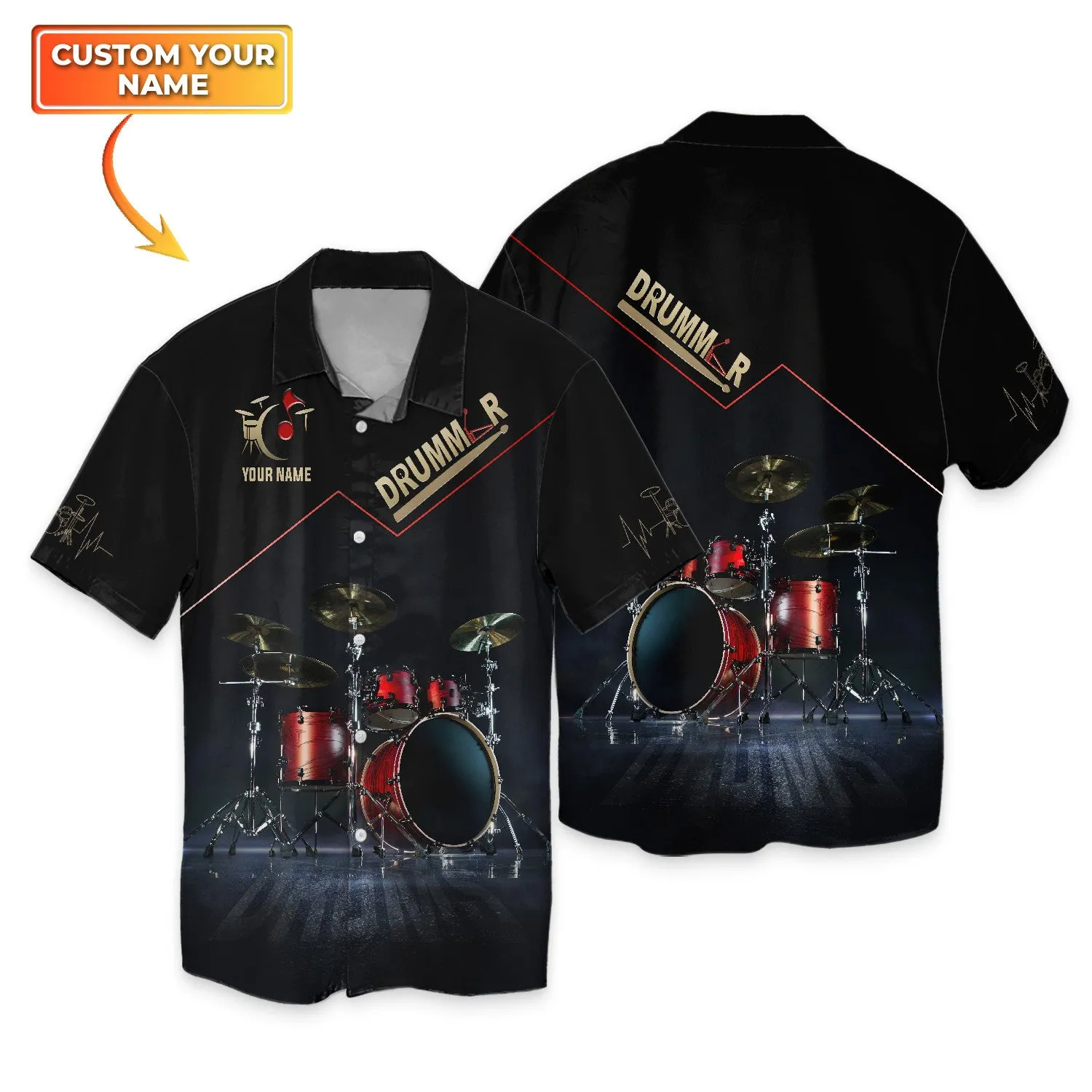 Red Drum Sets Personalized Name 3D Full Print Shirts 2, Gift For Drum Lovers