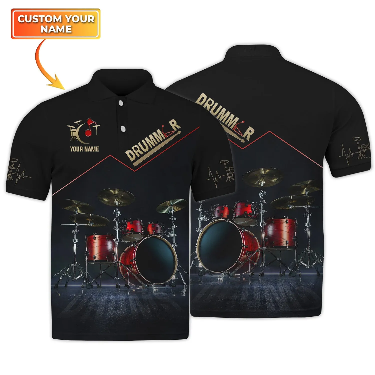 Red Drum Sets Personalized Name 3D Full Print Shirts 2, Gift For Drum Lovers