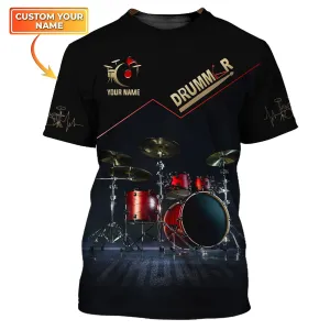 Red Drum Sets Personalized Name 3D Full Print Shirts 2, Gift For Drum Lovers
