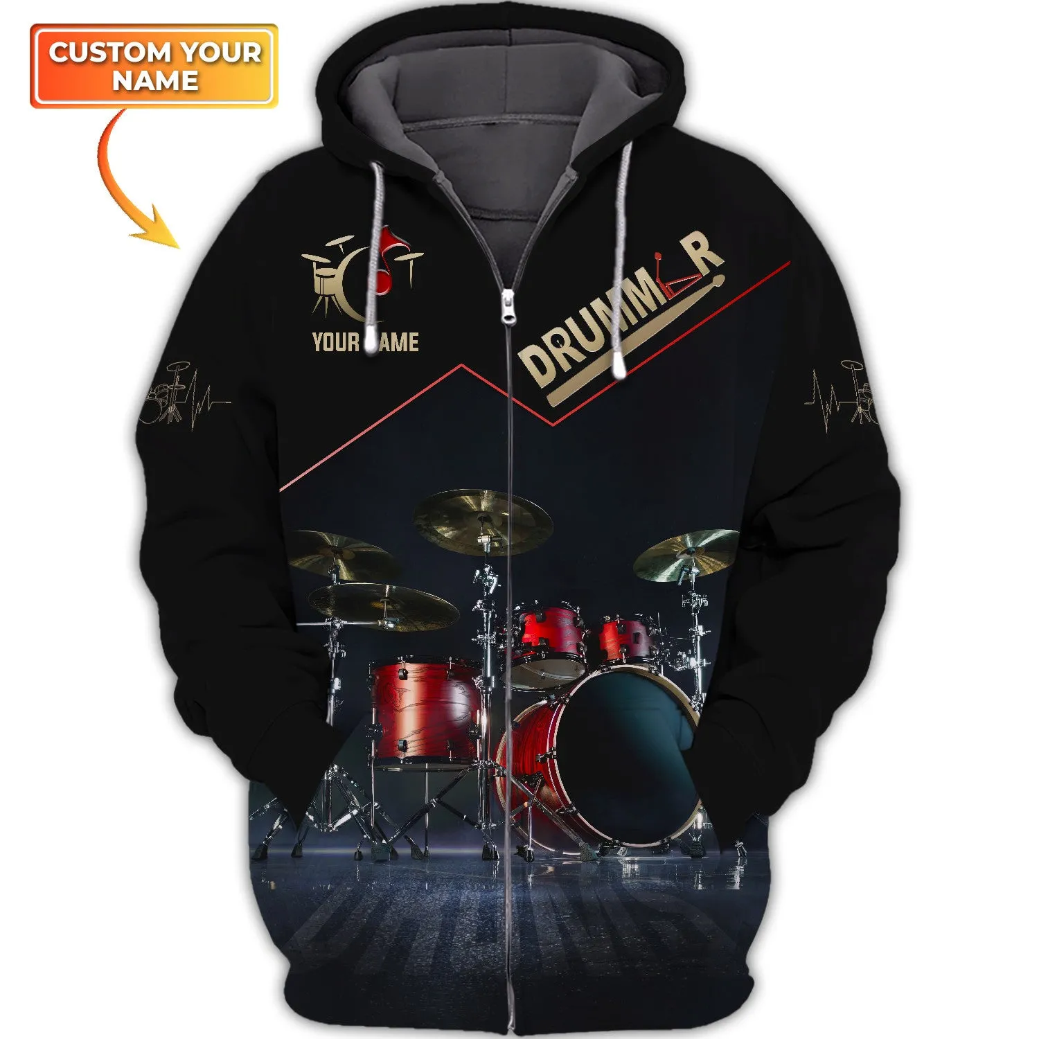 Red Drum Sets Personalized Name 3D Full Print Shirts 2, Gift For Drum Lovers