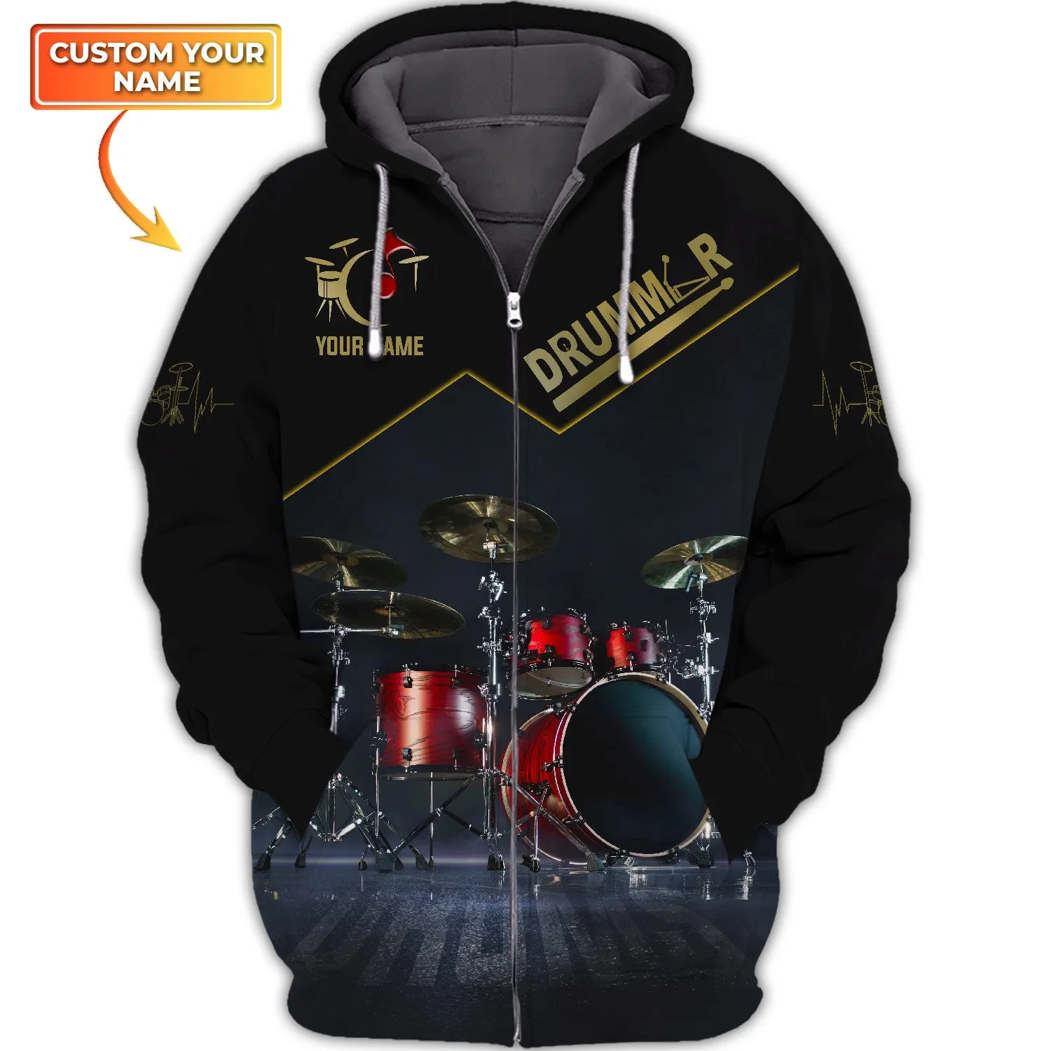 Red Drum Sets Personalized Name 3D Full Print Shirts, Gift For Drummer Drum Lovers