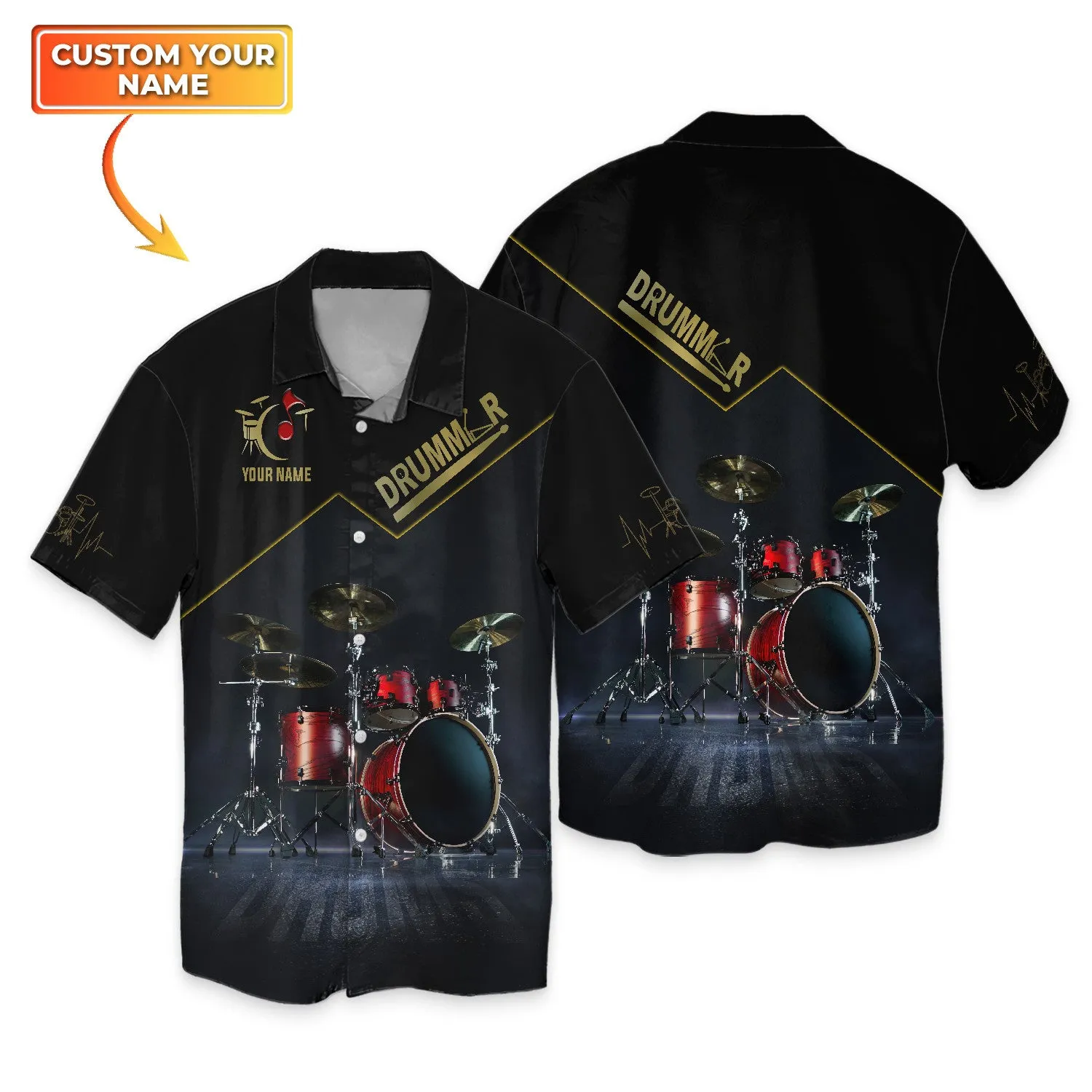 Red Drum Sets Personalized Name 3D Full Print Shirts, Gift For Drummer Drum Lovers