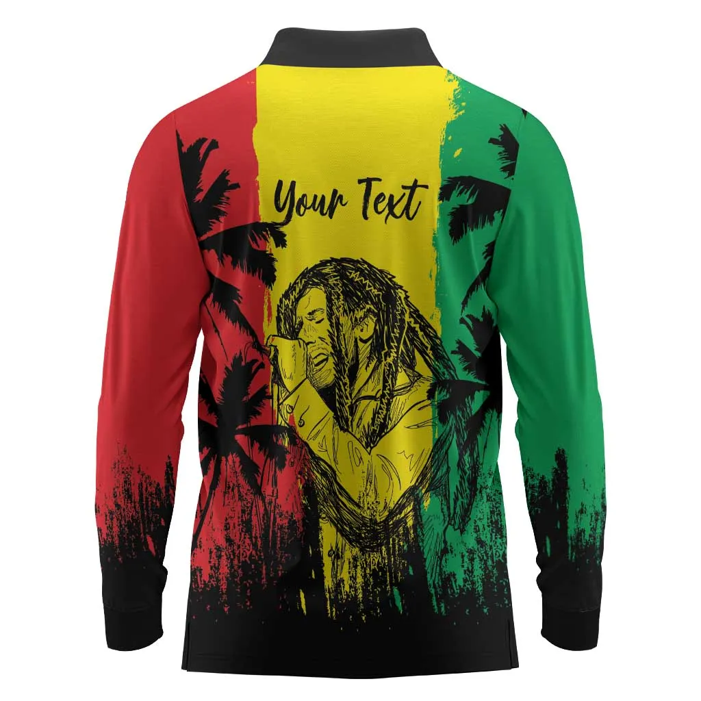 Reggae Soul B.Marley Personalized Long Sleeve Polo Shirt Tropical Grunge LT7