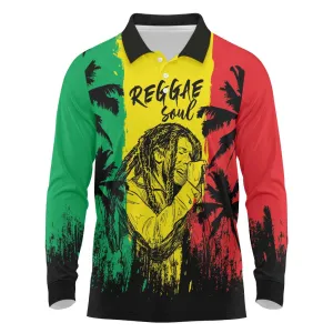 Reggae Soul B.Marley Personalized Long Sleeve Polo Shirt Tropical Grunge LT7