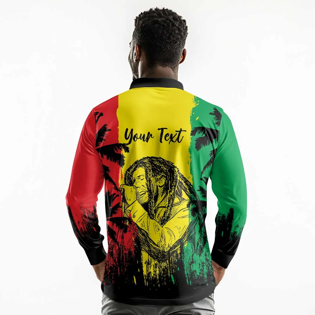 Reggae Soul B.Marley Personalized Long Sleeve Polo Shirt Tropical Grunge LT7