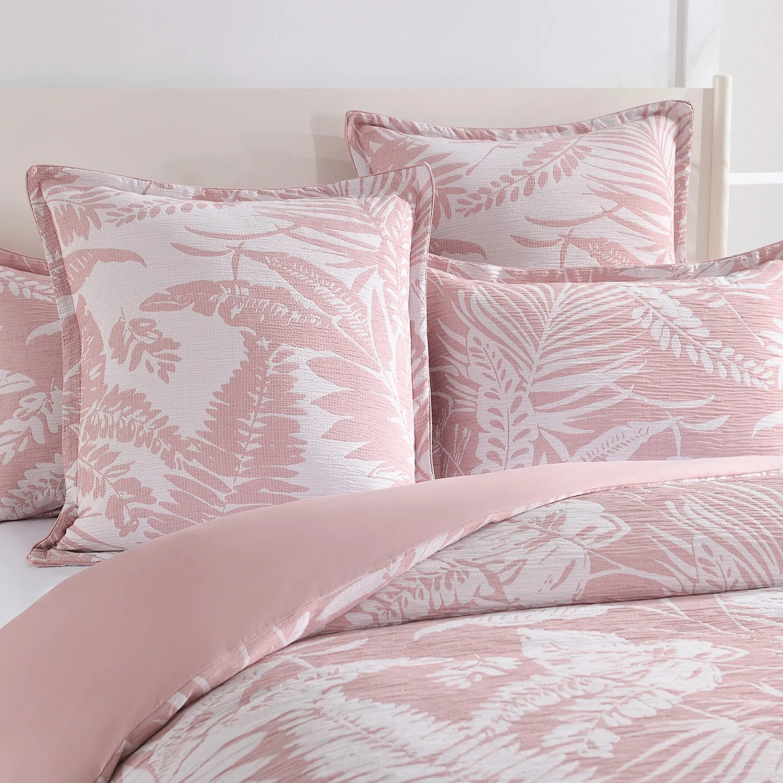 Renee Taylor Palm Tree Jacquard Quilt Cover Set Clay
