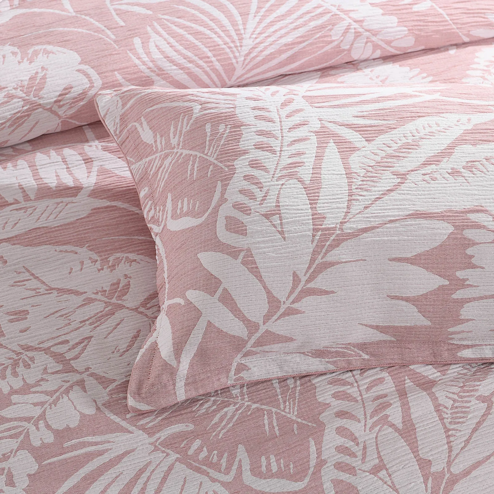 Renee Taylor Palm Tree Jacquard Quilt Cover Set Clay