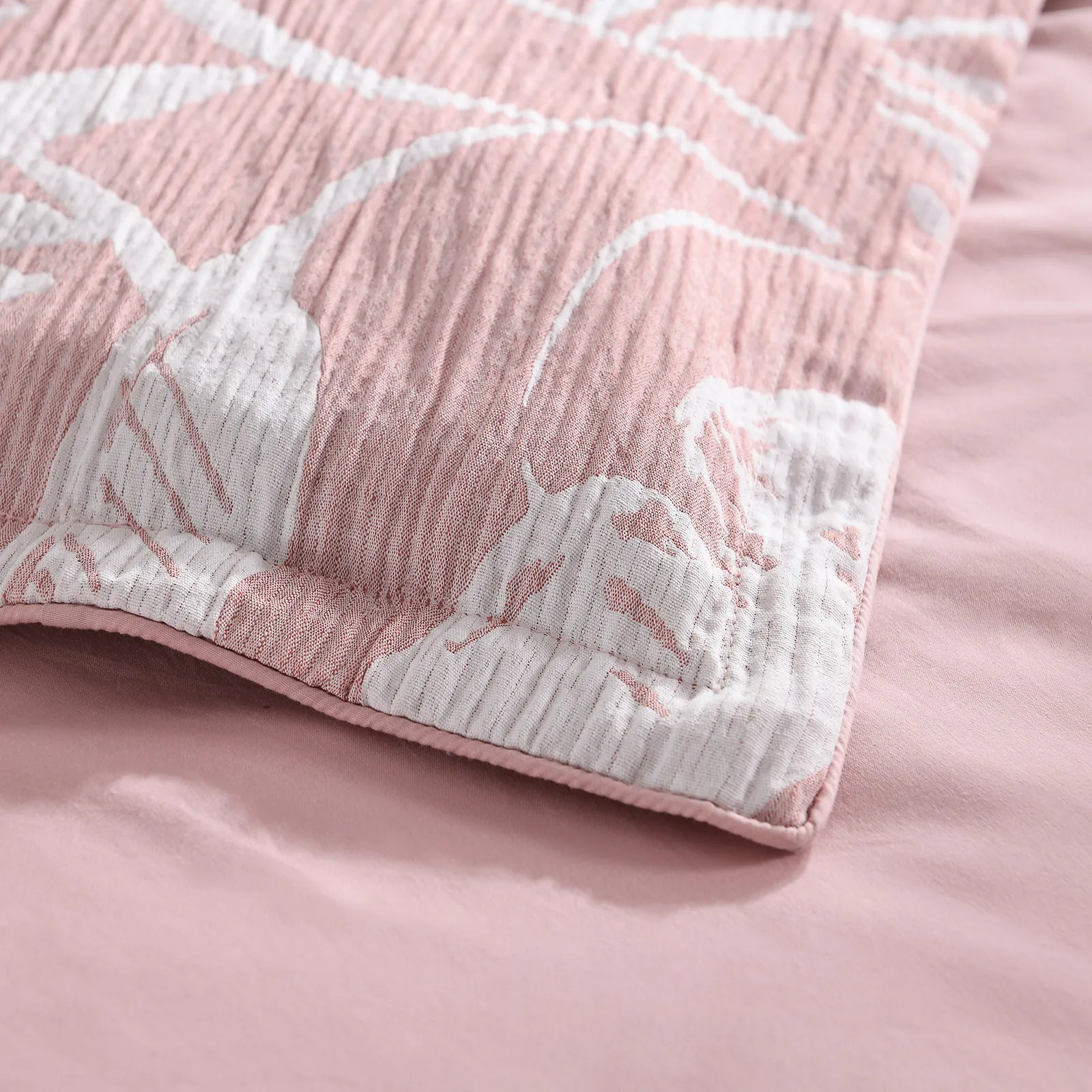 Renee Taylor Palm Tree Jacquard Quilt Cover Set Clay