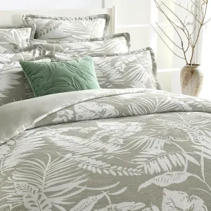 Renee Taylor Palm Tree Jacquard Quilt Cover Set - Sage Green