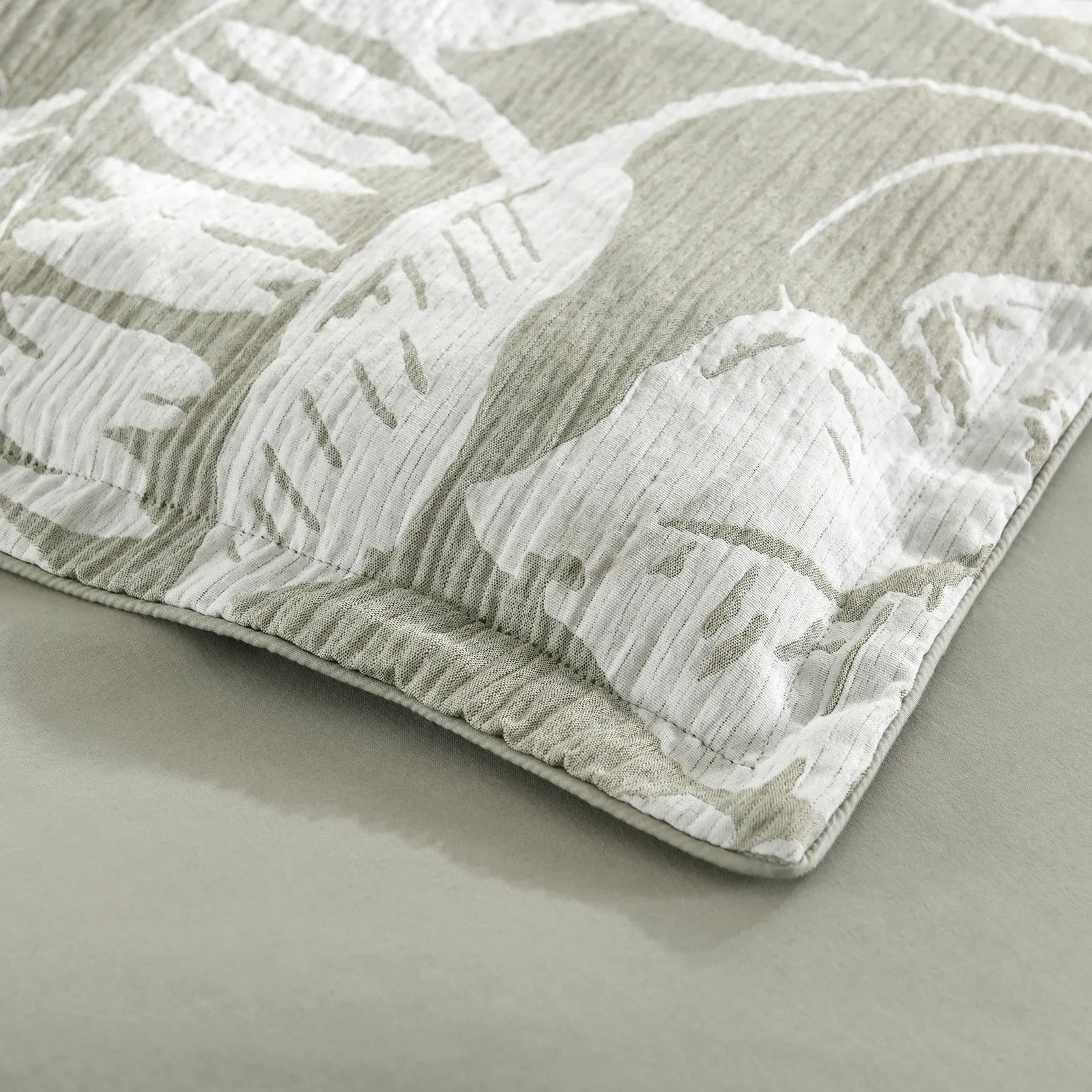 Renee Taylor Palm Tree Jacquard Quilt Cover Set - Sage Green