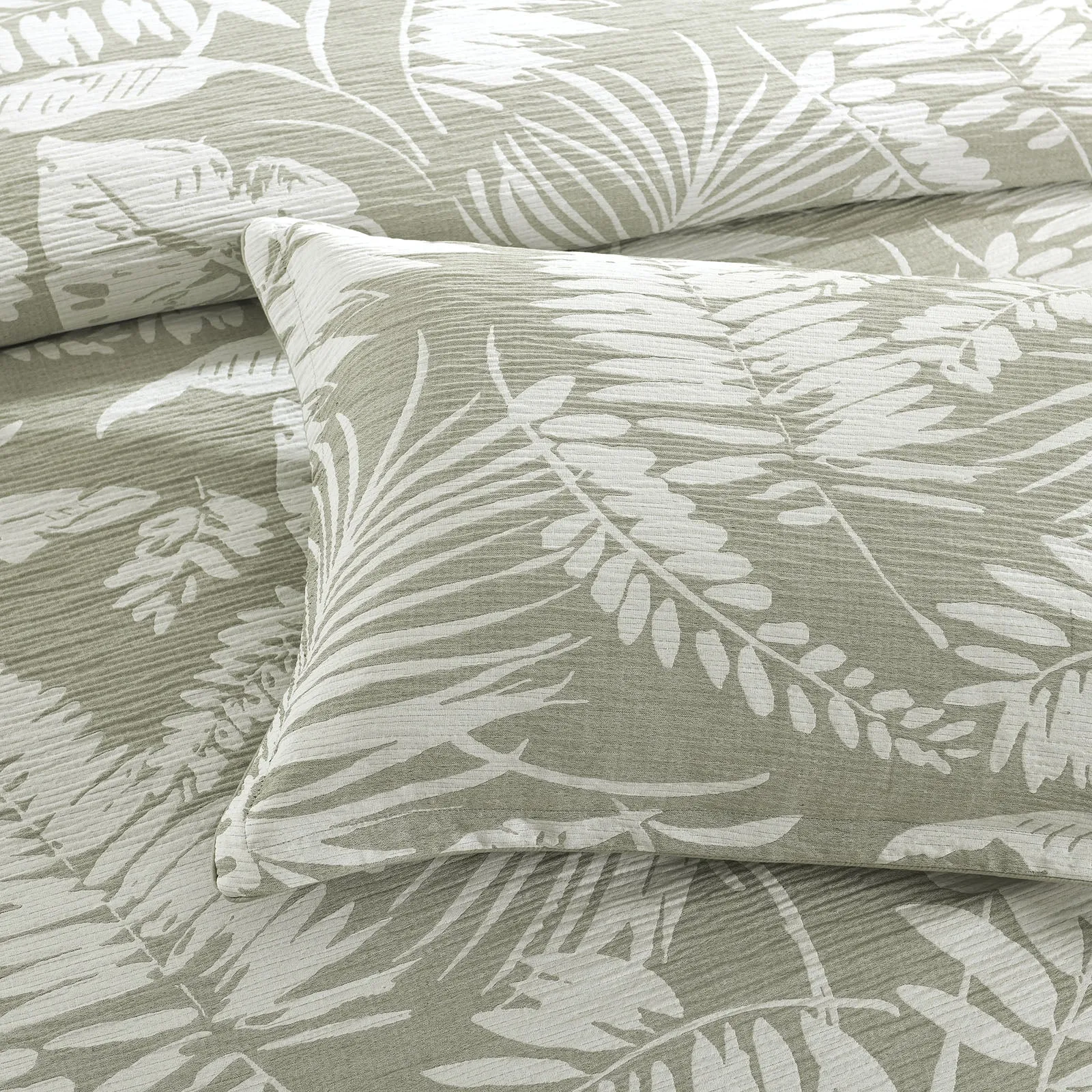 Renee Taylor Palm Tree Jacquard Quilt Cover Set - Sage Green