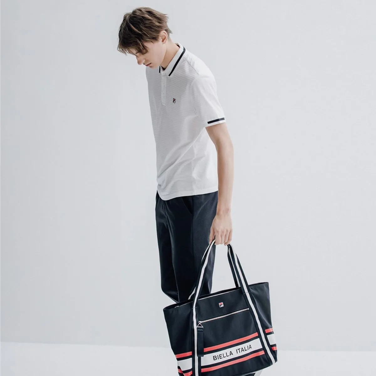 Rib Knit Collar Casual White Polo