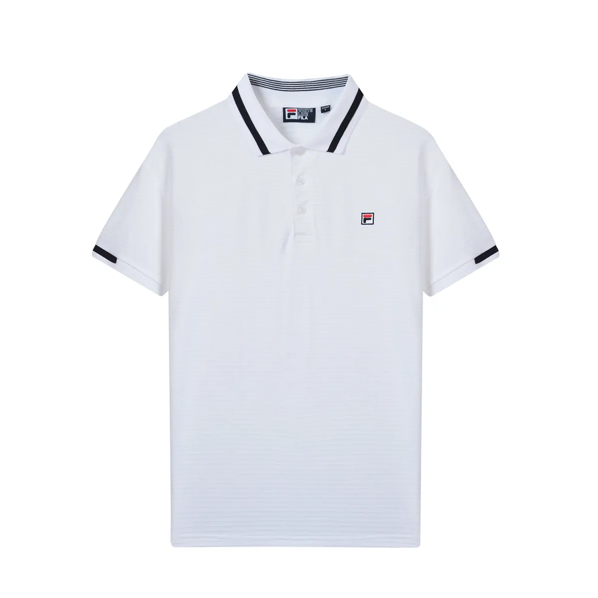 Rib Knit Collar Casual White Polo
