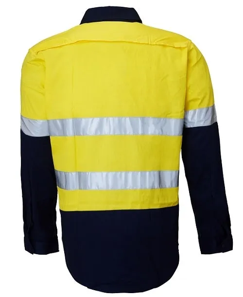 Ritemate Hi Vis Vented Open Front Light Weight Long Sleeve 3M Tape Shirt