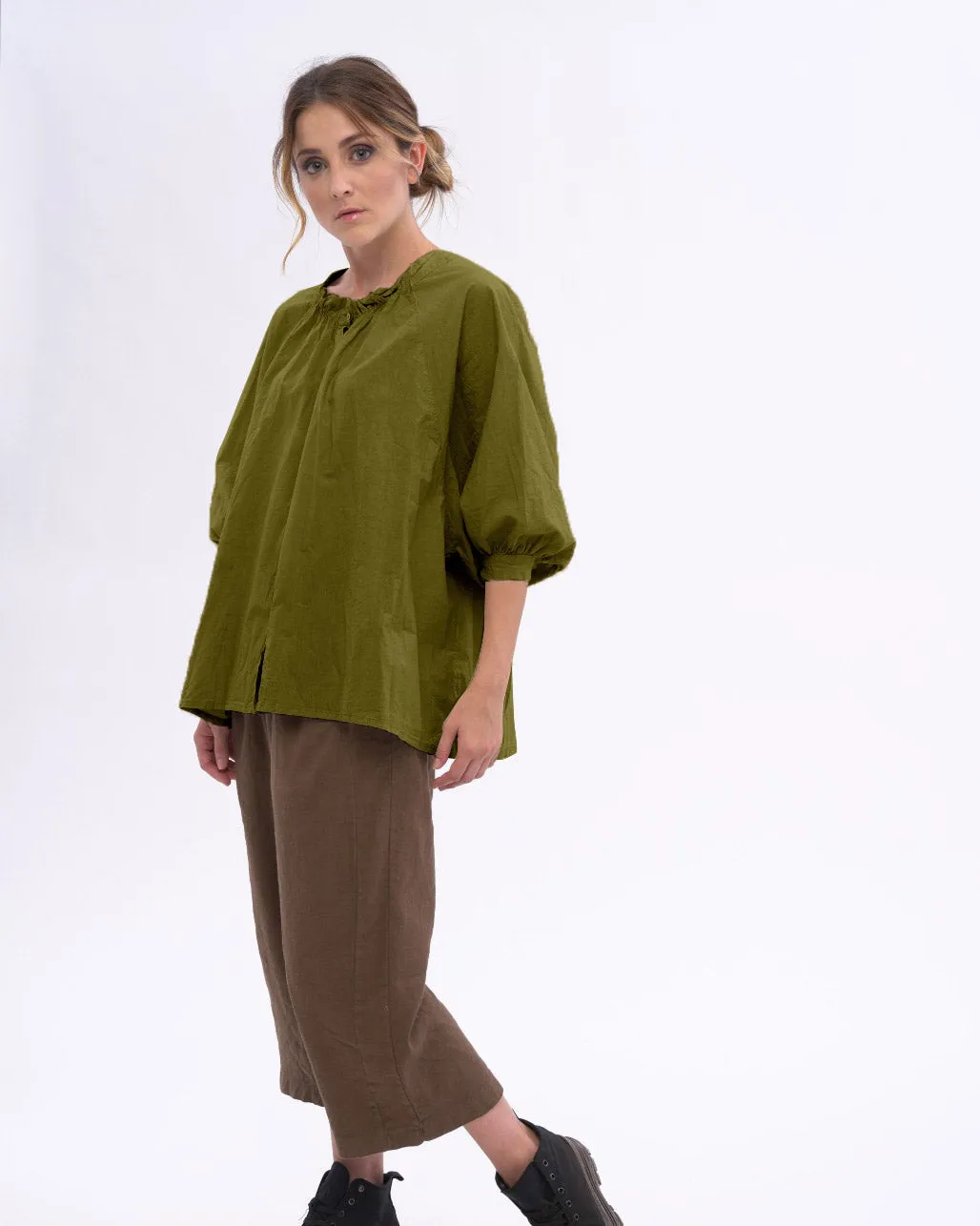 Ruffled Back Organic Cotton Blouse