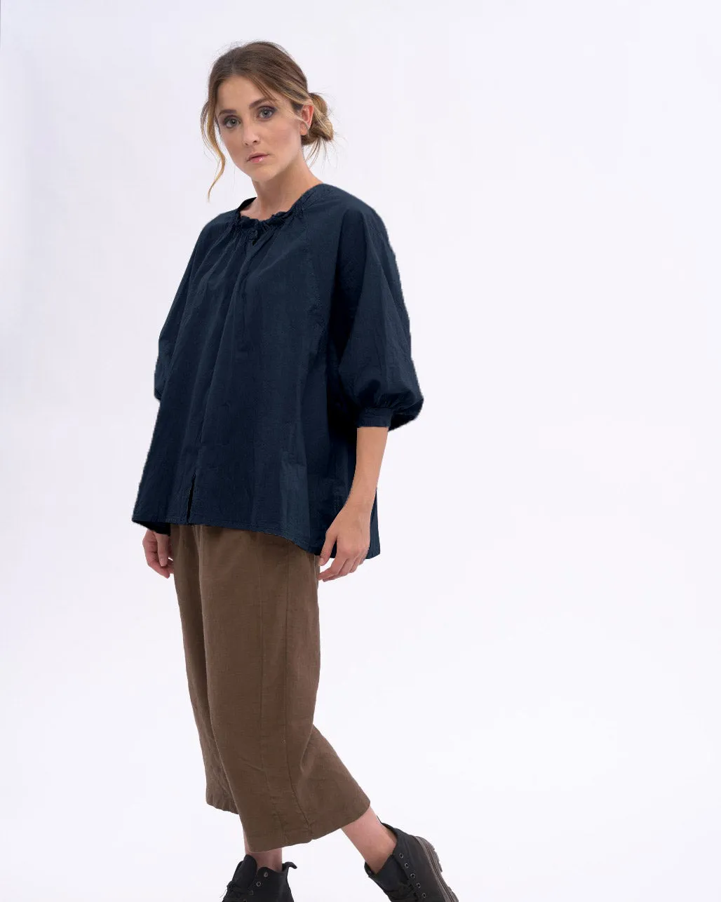Ruffled Back Organic Cotton Blouse
