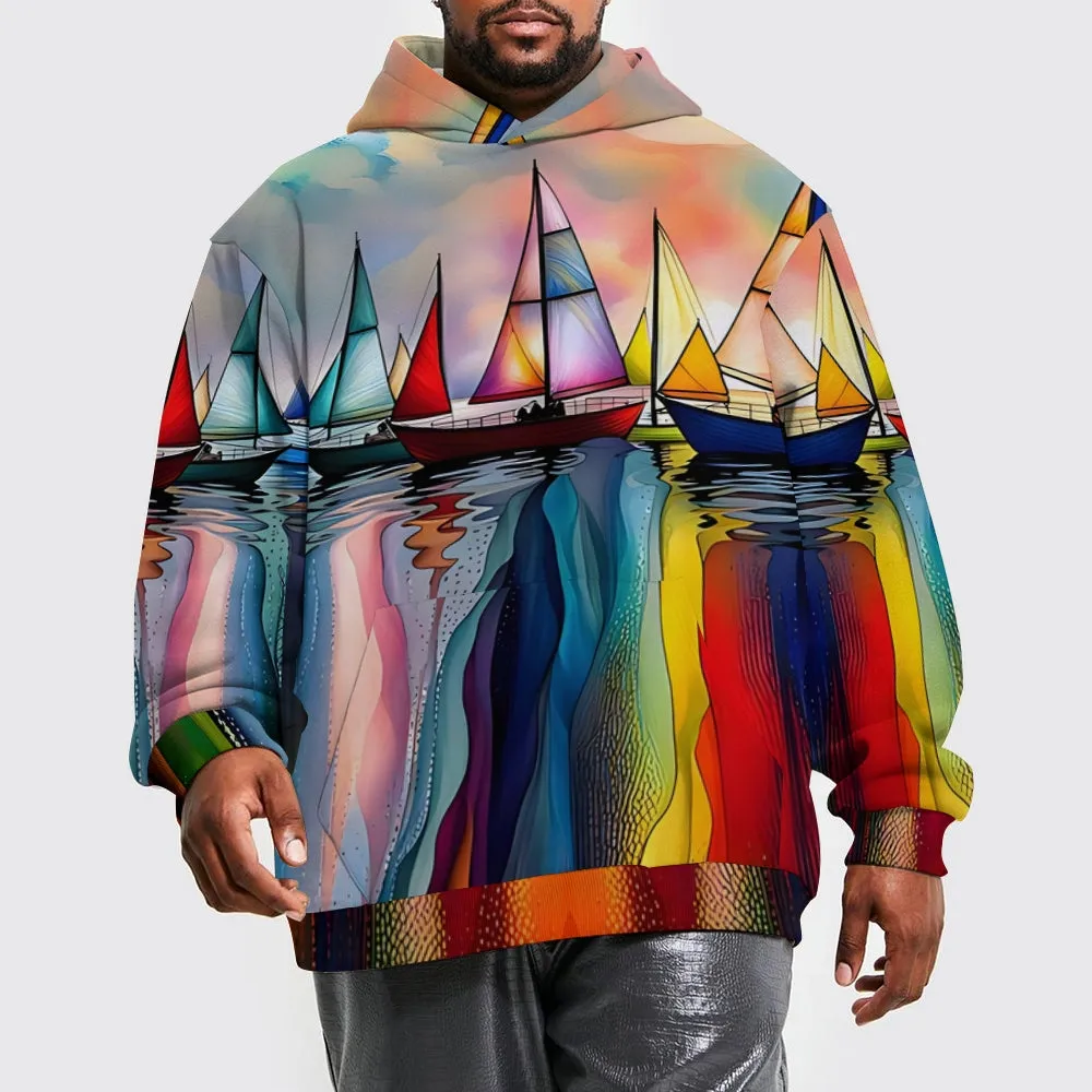 Sailboat Plue Size Printed Hoodies